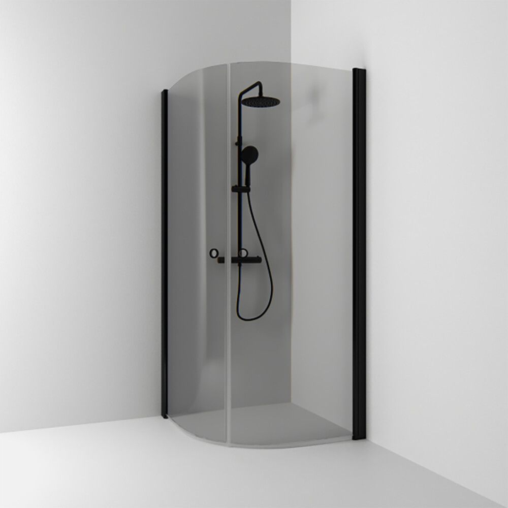 Puolipyöreä suihkukulma Svedbergs Skoga Mattamusta/Savulasi