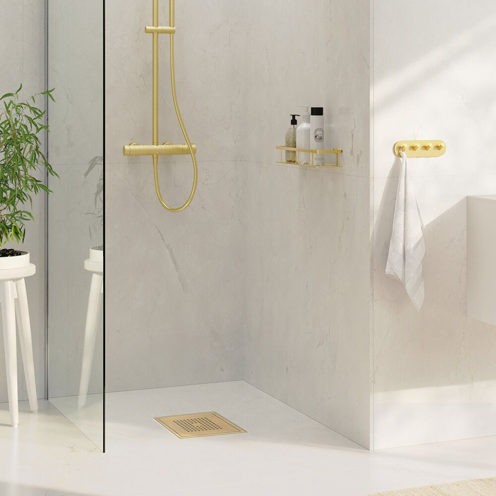 Lattiakaivonkansi Smedbo Outline FV502S harjattu messinki 20 x 20 cm