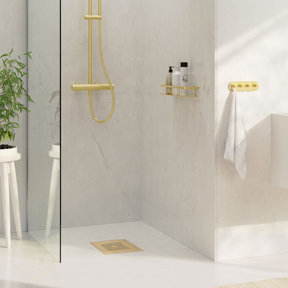 Lattiakaivonkansi Smedbo Outline FV502S harjattu messinki 20 x 20 cm