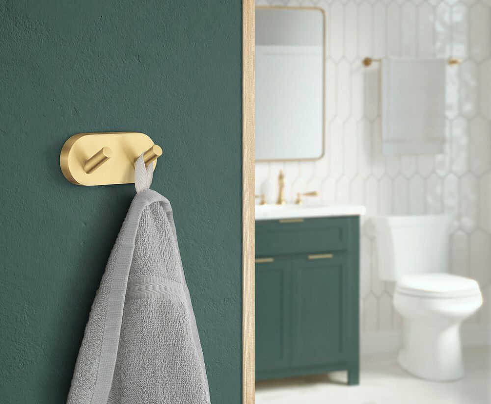 Kaksoispyyhekoukku Smedbo Home HV356 harjattu messinki 9 x 4 cm