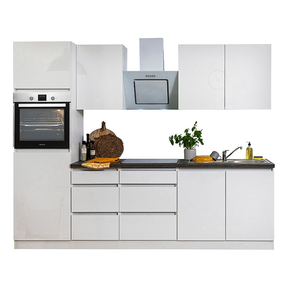 Keittiökokonaisuus Respekta 2,7 m kiiltävä valkoinen