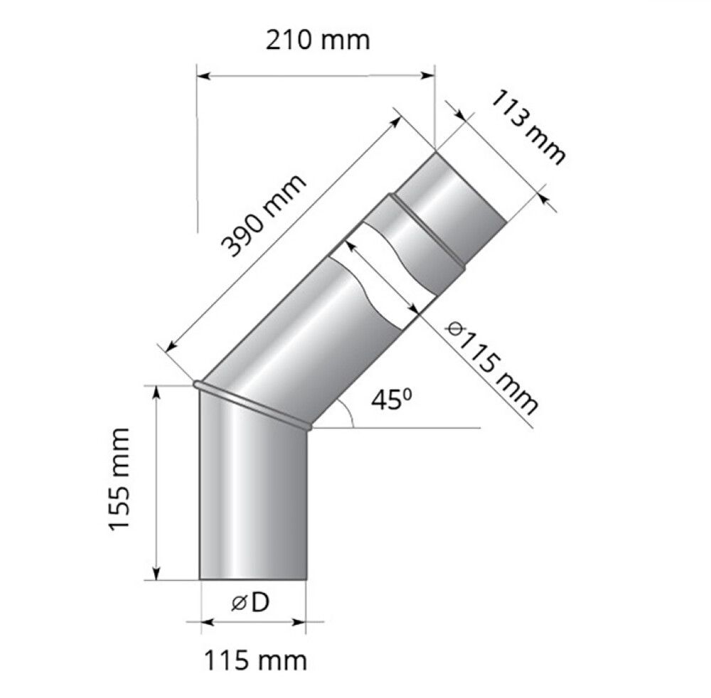 Kulmaputki Harvia 90 musta WZ90M