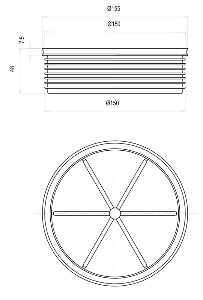 Valukorotusrengas Vieser 155 x 155 x 48 mm