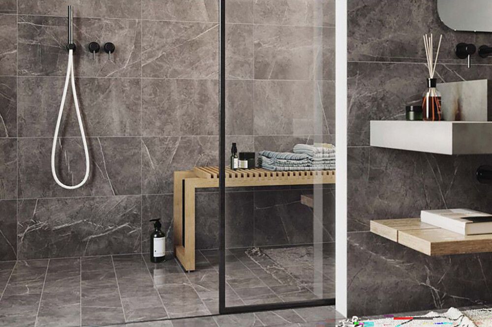 Lattialaatta Corso Italia Bergen Marmor mattaharmaa 15 x 15 cm