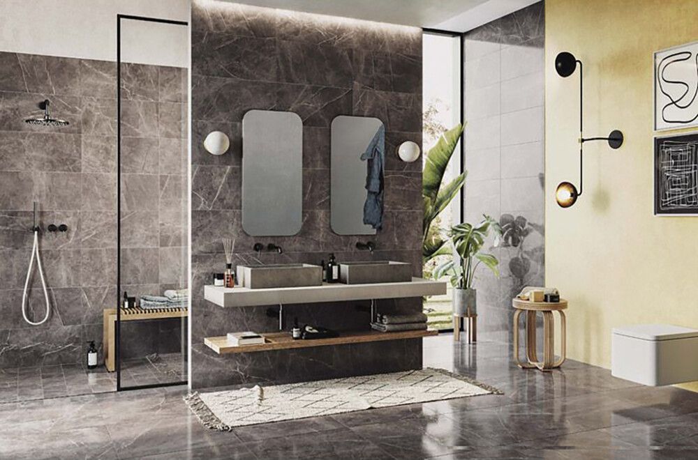 Lattialaatta Corso Italia Bergen Marmor mattaharmaa 15 x 15 cm