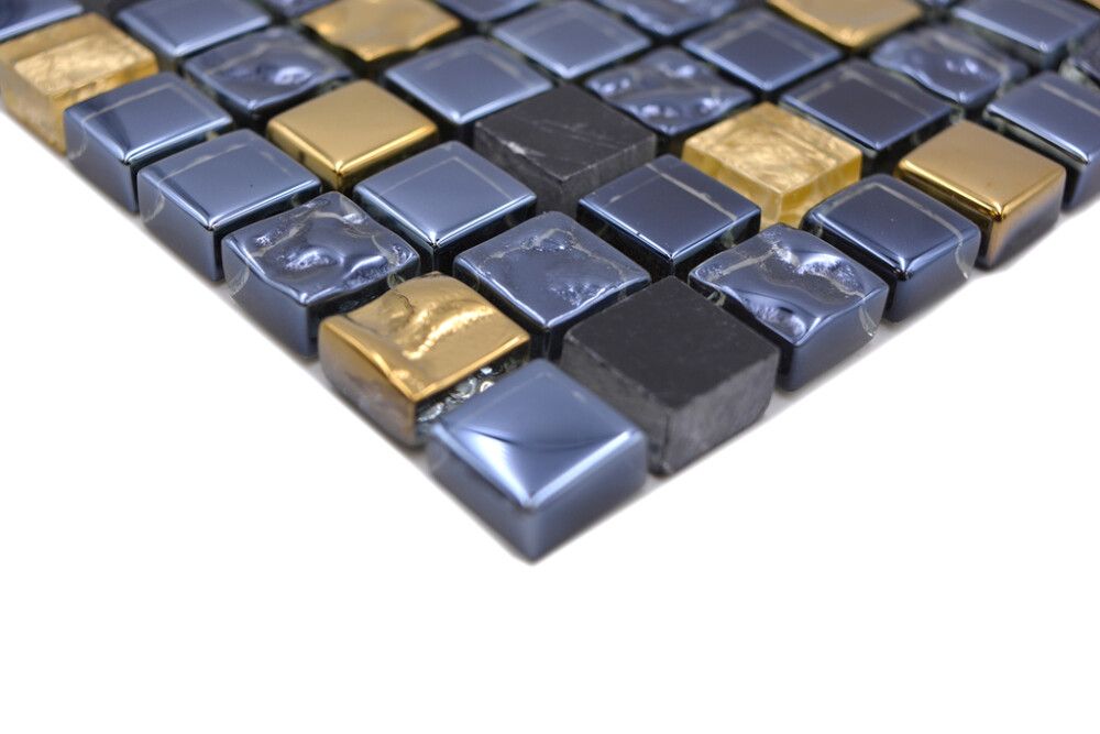 Mosaiikkilaatta Crystal Mix XCM M650 Musta/Kulta 30 x 30 cm