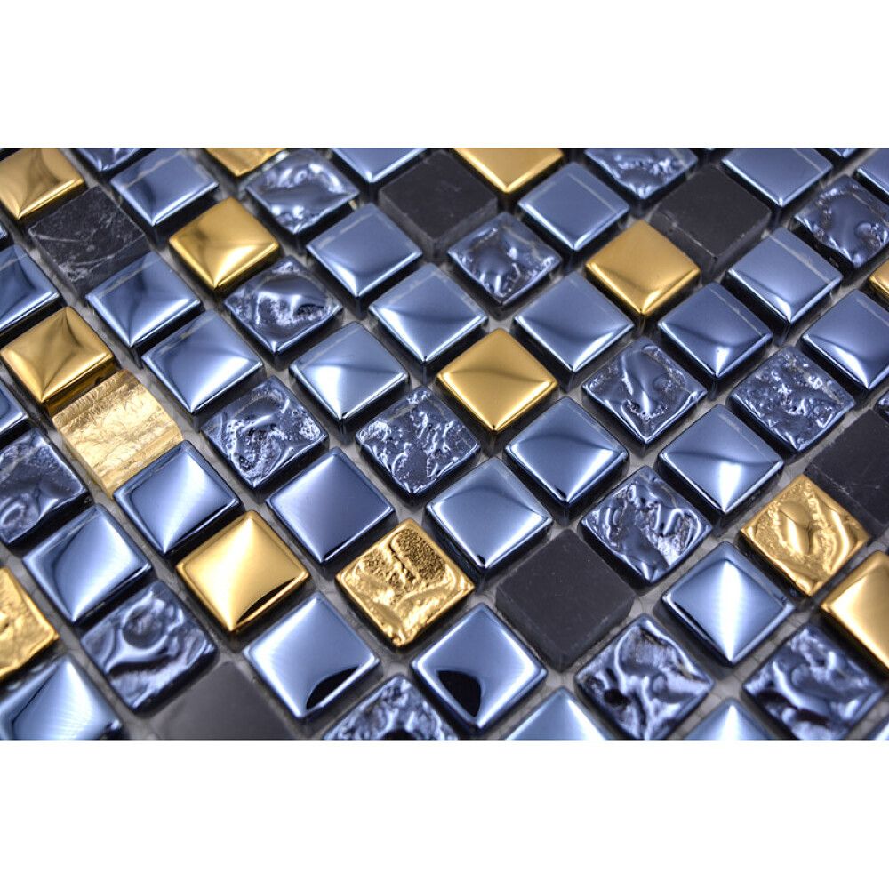 Mosaiikkilaatta Crystal Mix XCM M650 Musta/Kulta 30 x 30 cm