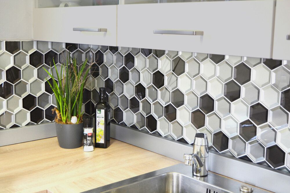 Mosaiikkilaatta Hexagon Crystal XBH HX159 22,5 x 26,5 cm Ruskea/Valkoinen