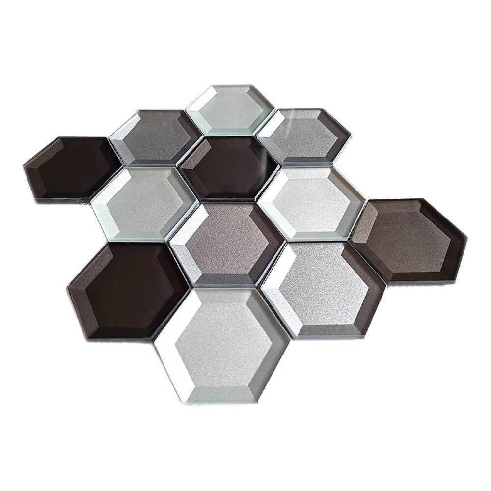 Mosaiikkilaatta Hexagon Crystal XBH HX159 22,5 x 26,5 cm Ruskea/Valkoinen