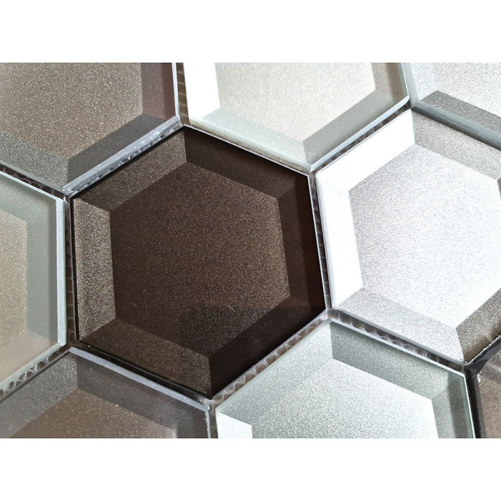 Mosaiikkilaatta Hexagon Crystal XBH HX159 22,5 x 26,5 cm Ruskea/Valkoinen
