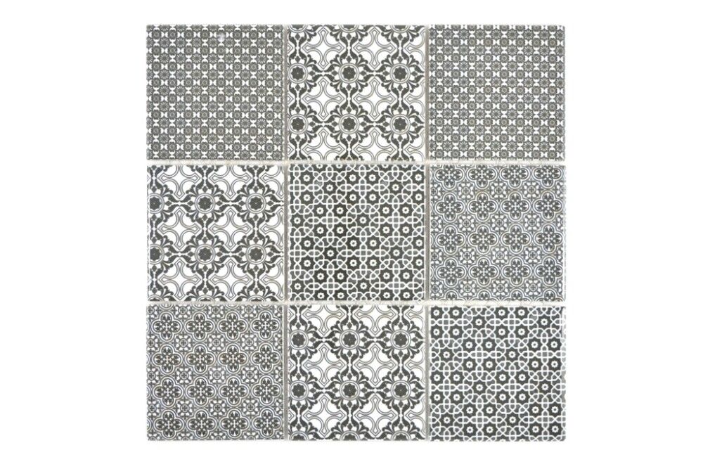 Mosaiikkilaatta Fliesen Quadrat Classico valkoinen/harmaa/musta 29,8 x 29,8 cm