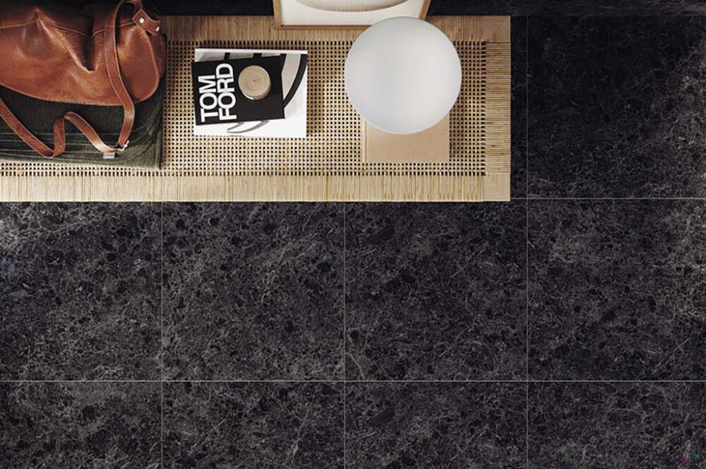 Lattialaatta Corso Italia Marble Mix mattamusta 60 x 60 cm