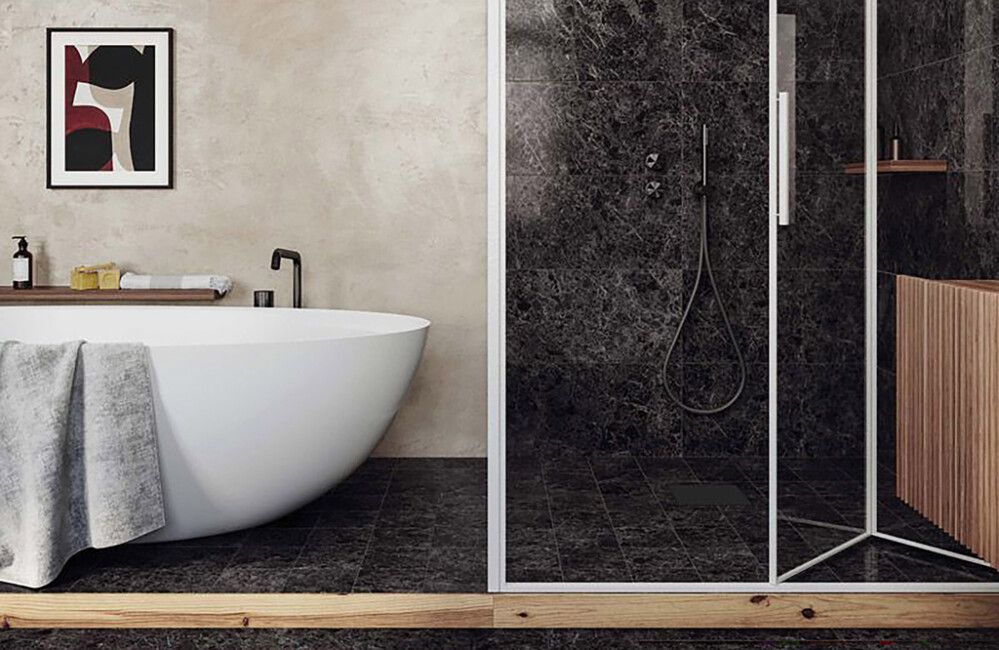 Lattialaatta Corso Italia Marble Mix mattamusta 15 x 15 cm