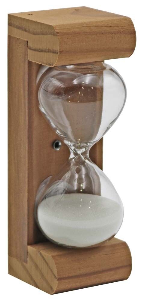 Tiimalasi Saunia 15 min lämpökäsitelty puu/valkoinen hiekka 11 x 3,5 cm