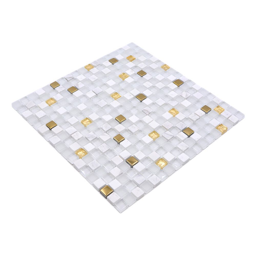 Mosaiikkilaatta Crystal Mix XCM M640 Valkoinen/Kulta 30 x 30 cm