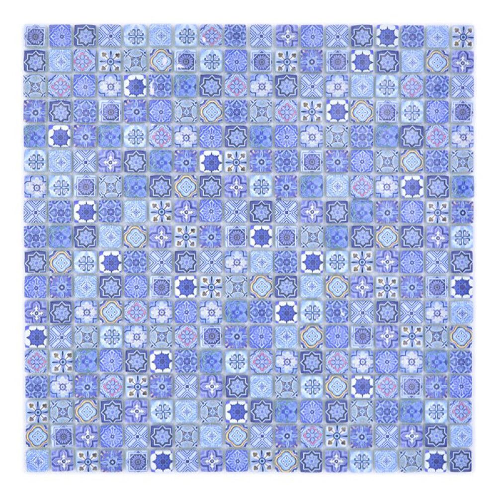 Mosaiikkilaatta Fliesen Quadrat Crystal sinivalkoinen 30 x 30 cm