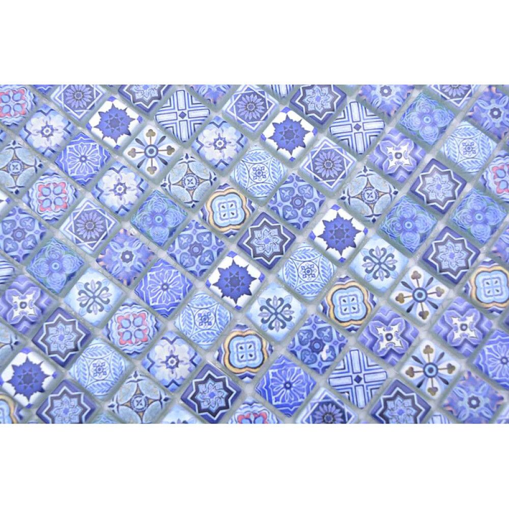 Mosaiikkilaatta Fliesen Quadrat Crystal sinivalkoinen 30 x 30 cm