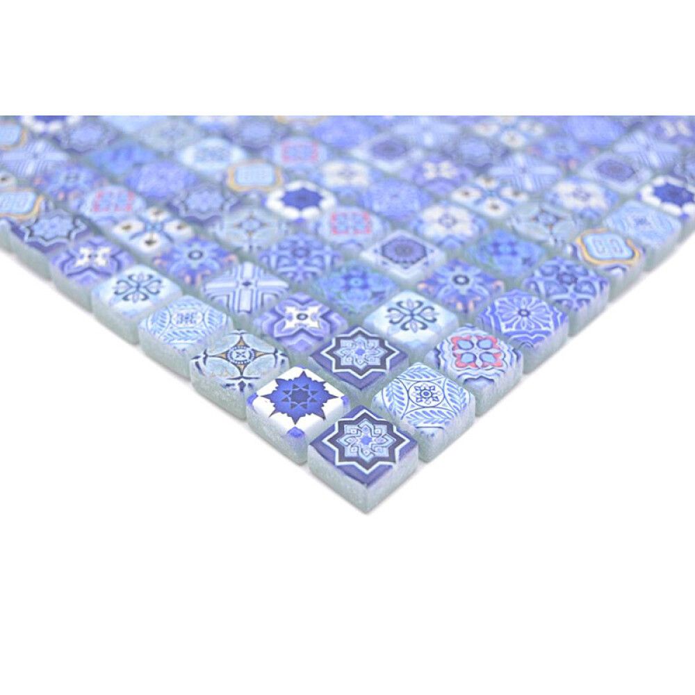 Mosaiikkilaatta Fliesen Quadrat Crystal sinivalkoinen 30 x 30 cm