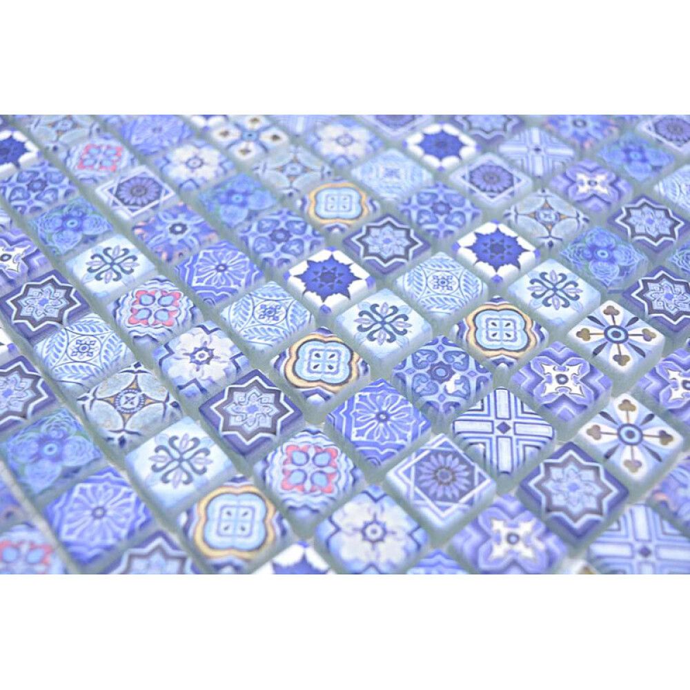 Mosaiikkilaatta Fliesen Quadrat Crystal sinivalkoinen 30 x 30 cm