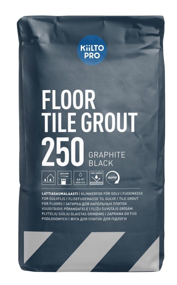 Lattiasaumalaasti Kiilto Pro Floor Tile Grout 250 Graphite Black 20 kg
