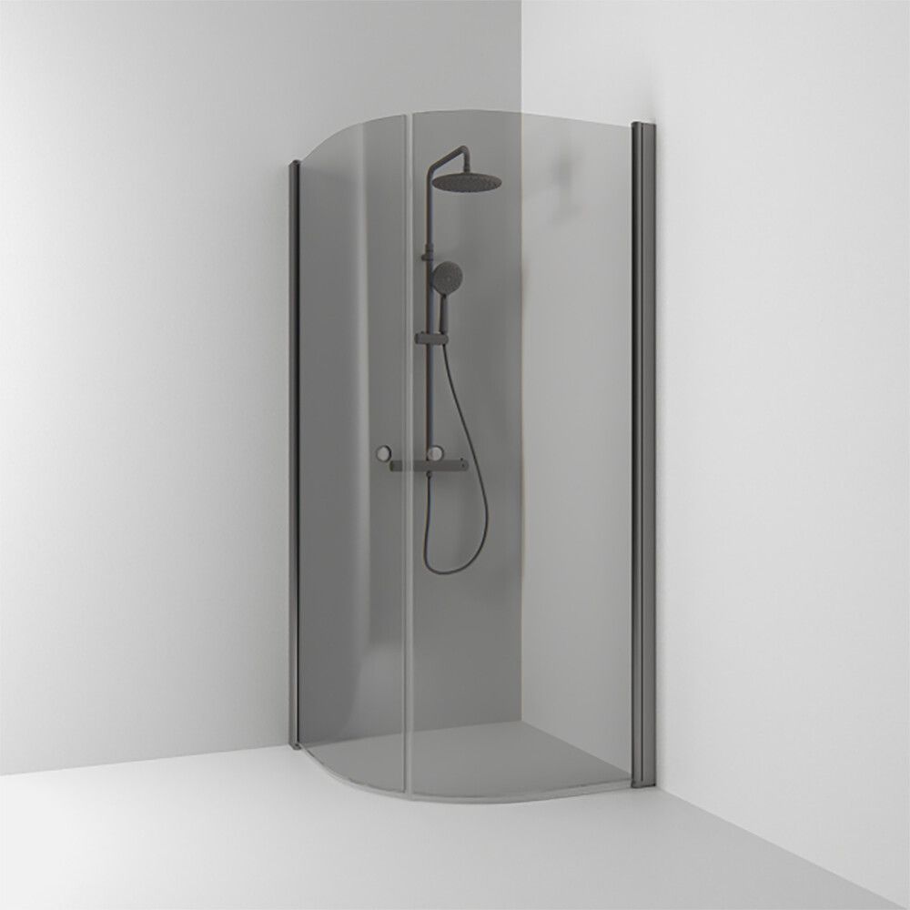 Puolipyöreä suihkukulma Svedbergs Skoga Lyijynmusta/Savulasi