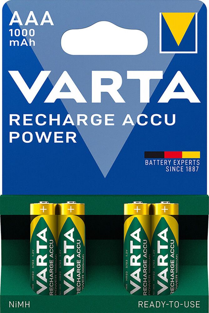 Akkuparisto Varta Recharge Accu Power AAA 1000 mAh 4 kpl/pkt