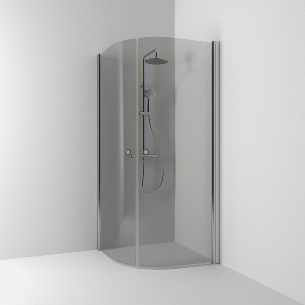 Puolipyöreä suihkukulma Svedbergs Skoga Matta alumiini/Savulasi