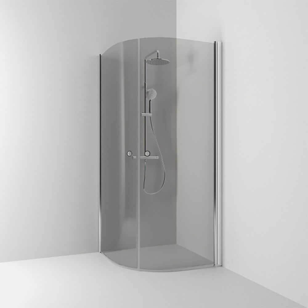 Puolipyöreä suihkukulma Svedbergs Skoga Kiiltävä alumiini/Savulasi