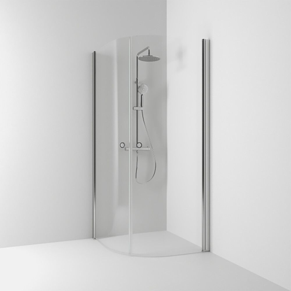 Puolipyöreä suihkukulma Svedbergs Skoga Matta alumiini/Kirkas