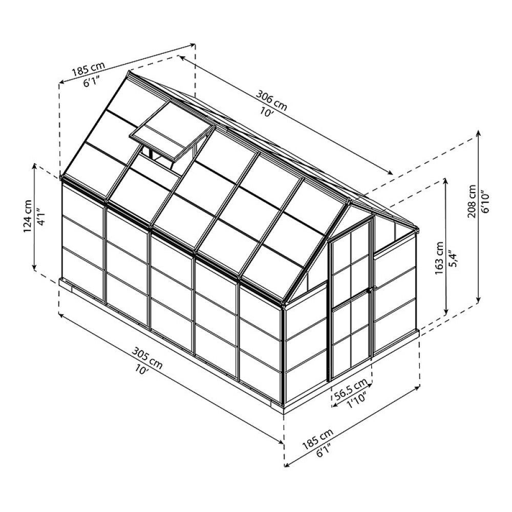 Kasvihuone Palram-Canopia Harmony 5,7 m² hopea