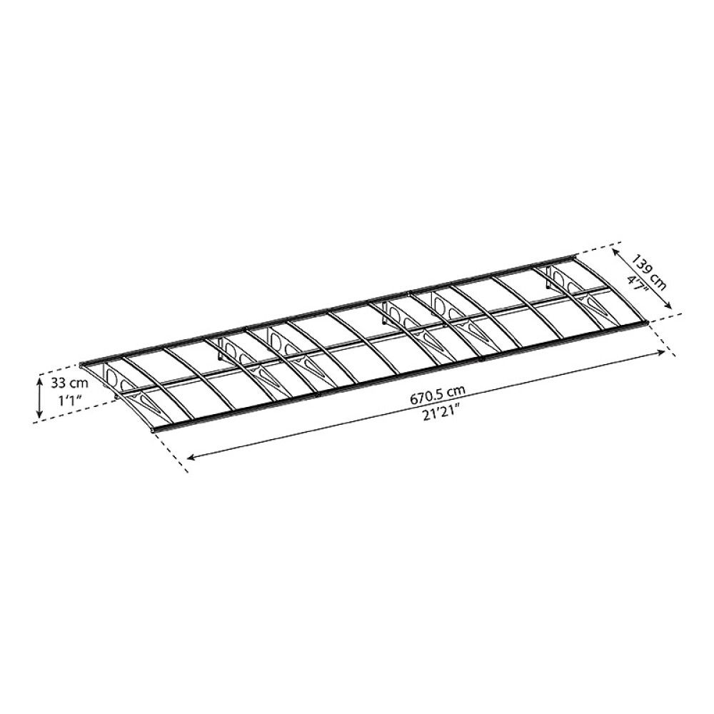 Ovikatos Canopia Bordeaux Twinwall valkoinen 1,4 x 6,7 m