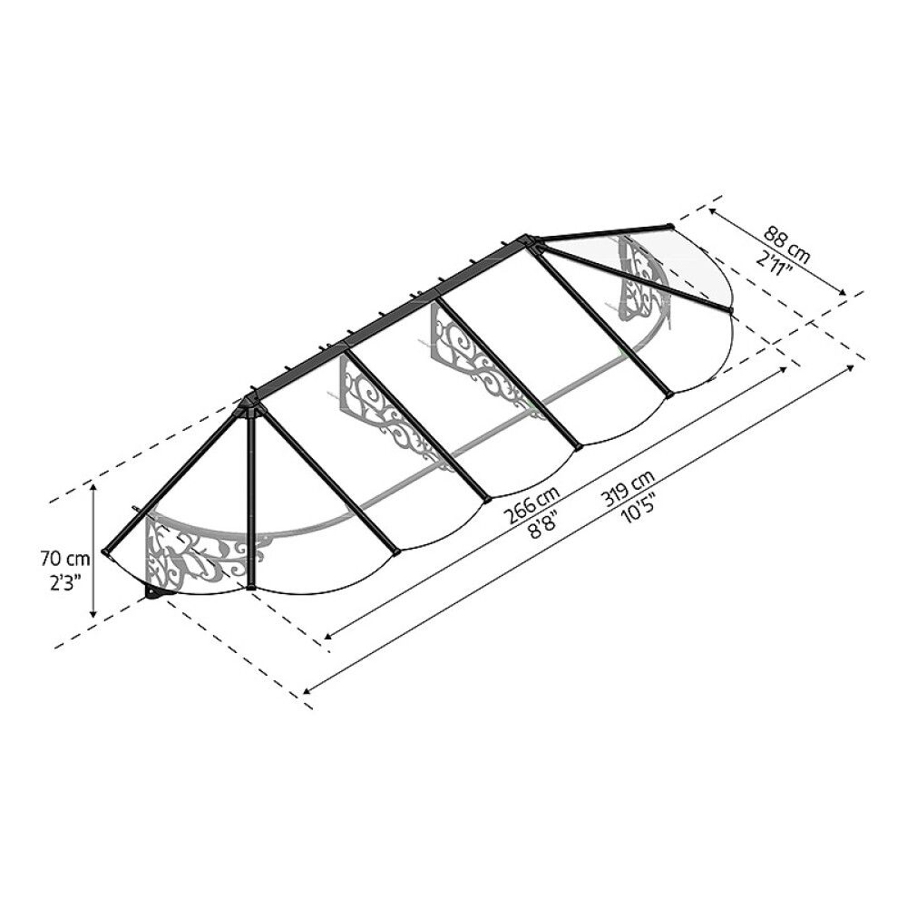 Ovikatos Lily French 0,9 x 3,2 m kirkas/musta
