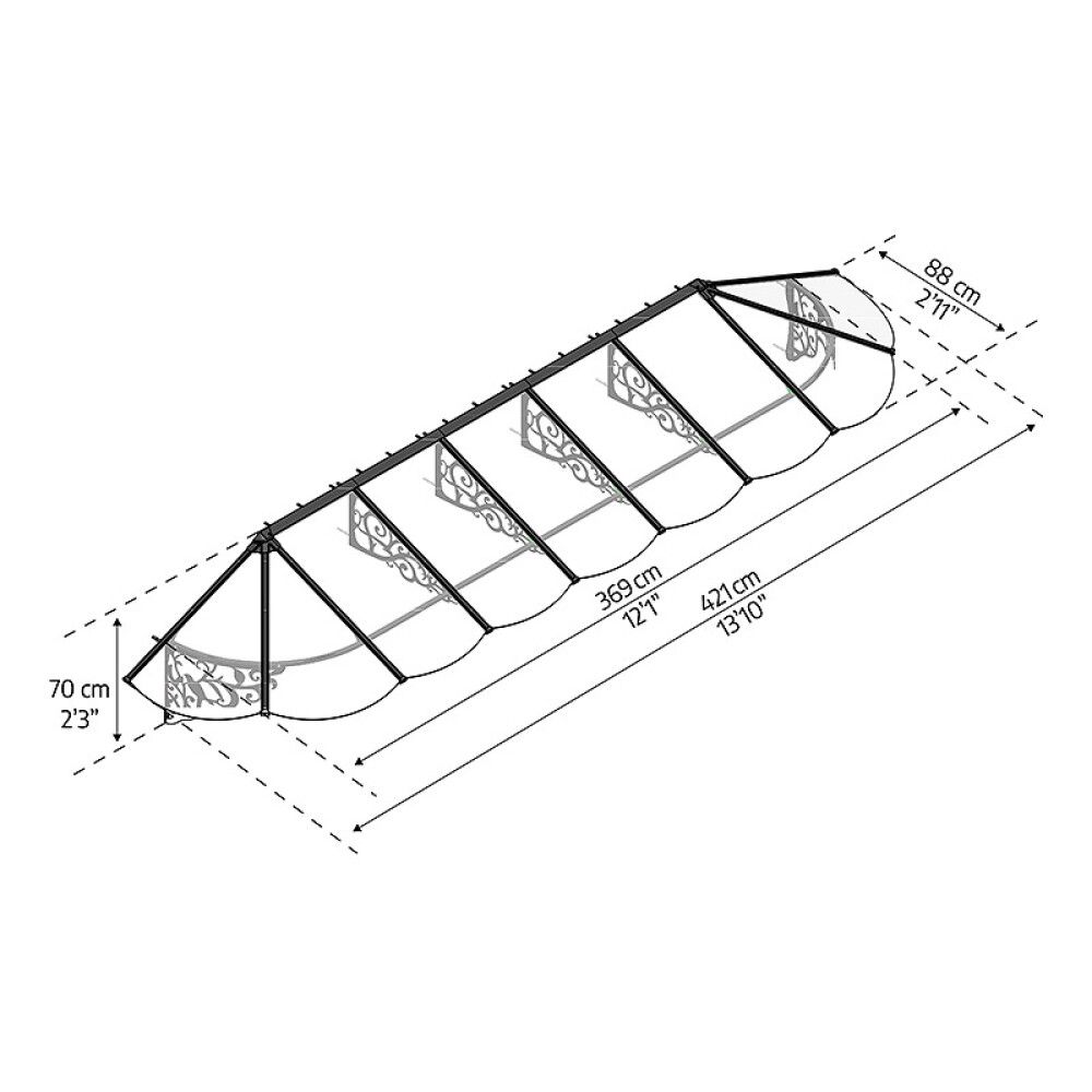 Ovikatos Lily French 0,9 x 4,2 m kirkas/musta