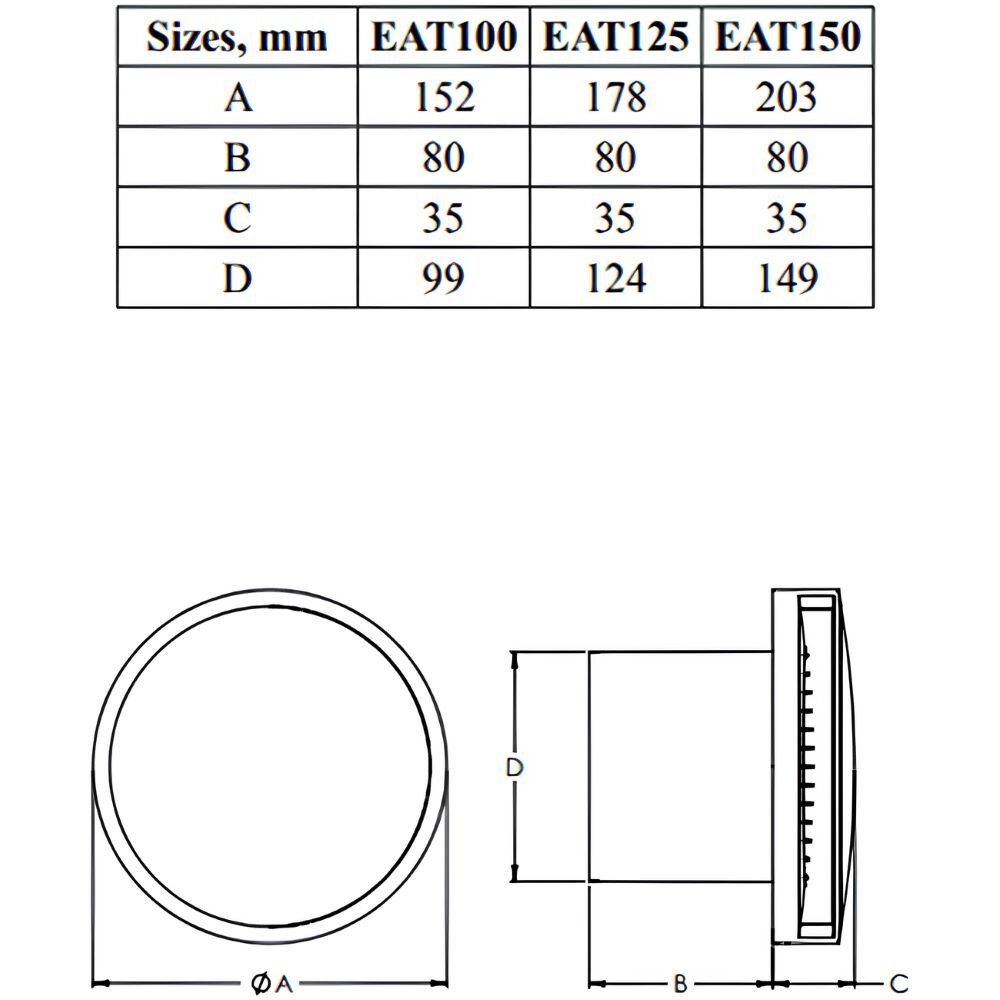 Sähkötuuletin Europlast E-Extra EAT100 Valkoinen Ø100 mm