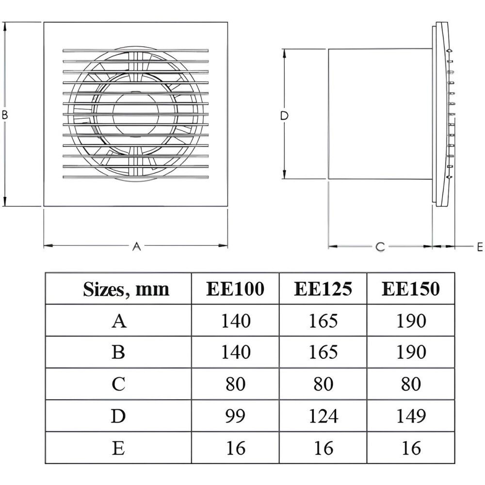 Sähkötuuletin Europlast E-Extra Ø124 mm