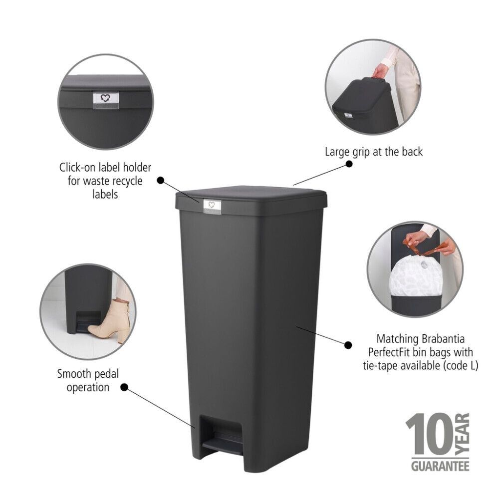 Poljinroskakori Brabantia StepUp 40 l Tummanharmaa