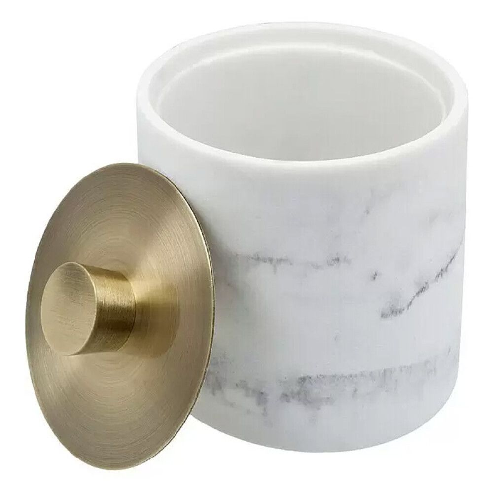 Vanulappujen säilytyspurkki Camargue Marmel valkoinen/kulta Ø 9,3 x 9,9 cm