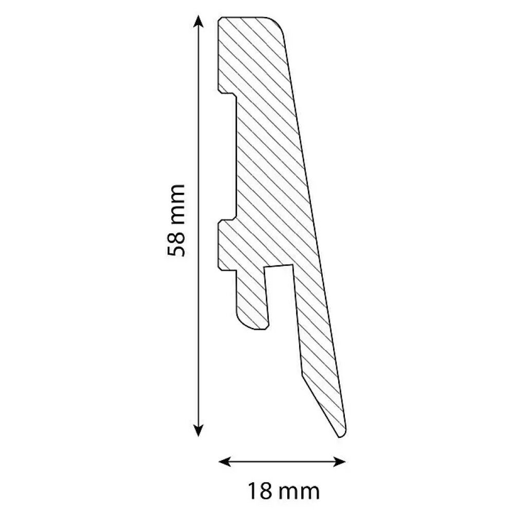 Jalkalista Logoclic ElementPro K58 C Valkoinen 18 x 58 x 2400 mm