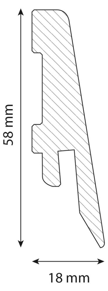Jalkalista Logoclic ElementPro K58 C Valkoinen 18 x 58 x 2400 mm