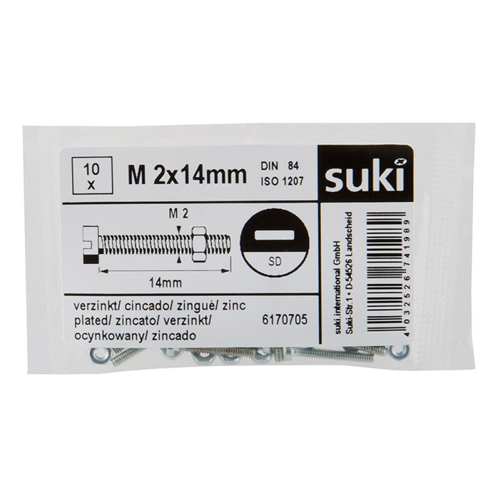 Koneruuvi Suki sinkitty DIN84 M 2 x 14