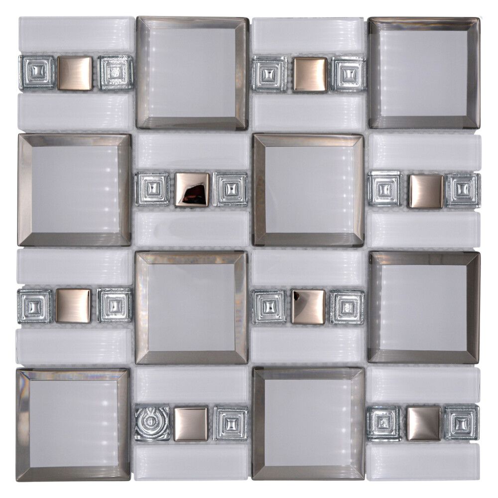 Mosaiikkilaatta Kombi Crystal XCM SQ98 30 x 30 cm Valkoinen/Harmaa