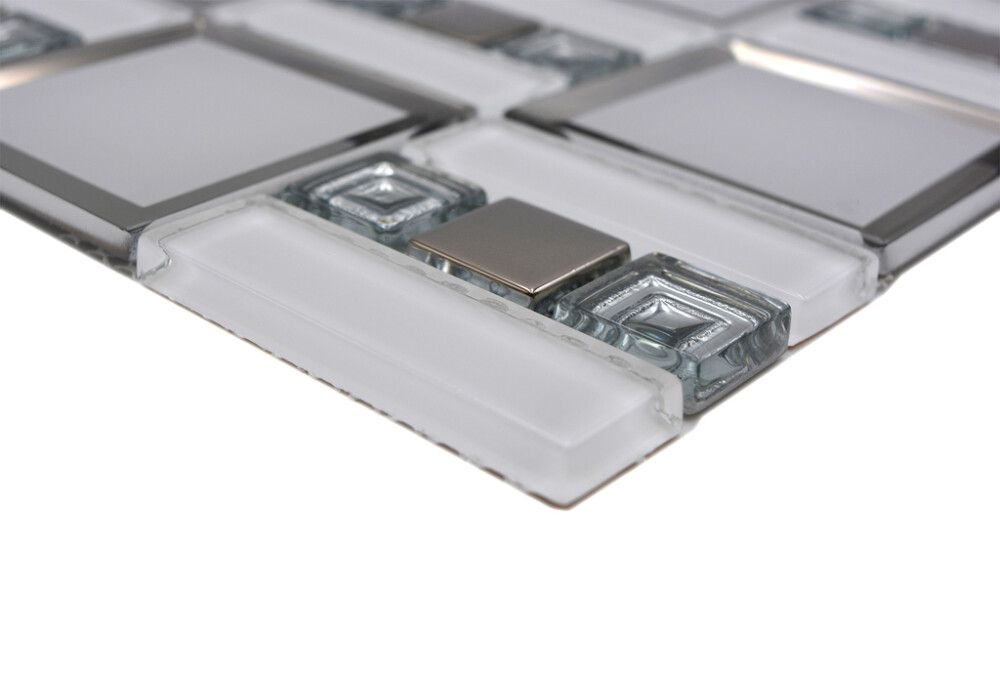 Mosaiikkilaatta Kombi Crystal XCM SQ98 30 x 30 cm Valkoinen/Harmaa