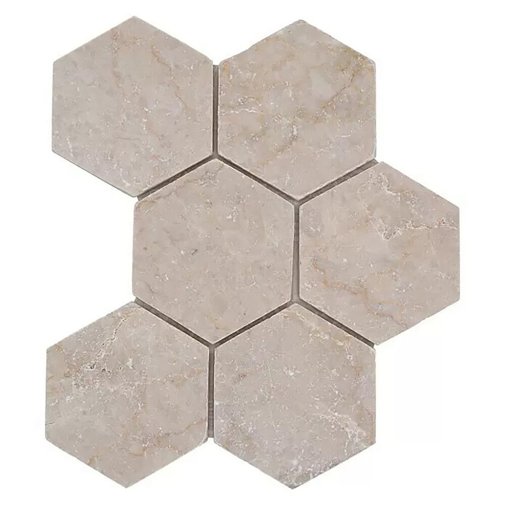 Mosaiikki Hexagon Botticino Antique Marble XNT HX141 Beige 19,9 x 26,2 cm