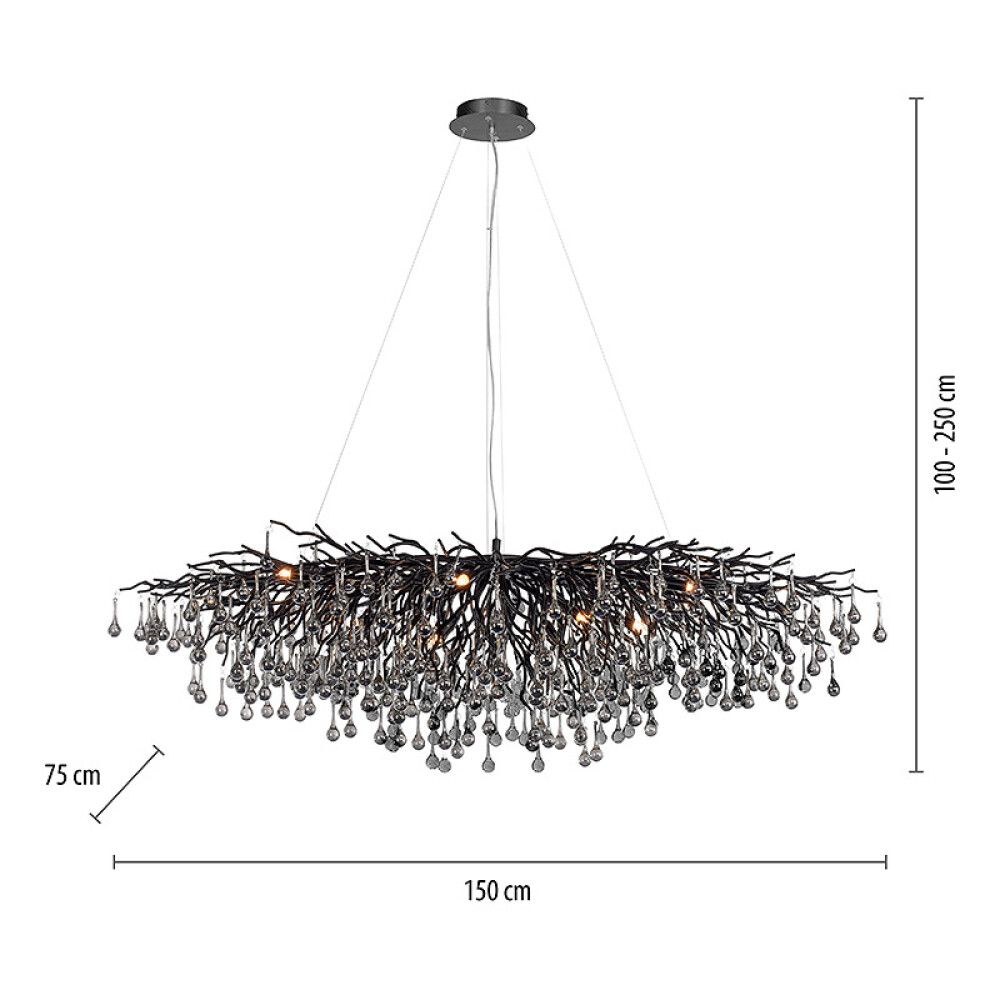 Kattovalaisin Paul Neuhaus Icicle musta 75 x 150 x 250 cm