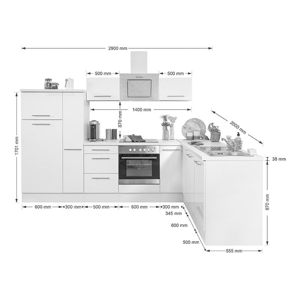 Valmiskeittiö Respekta RP290ESCBO 2,9 m