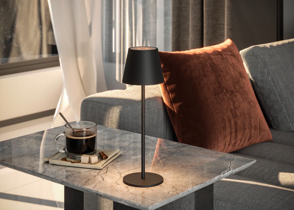 Ulkopöytävalaisin Starlux Paola musta 11 x 11 x 36 cm