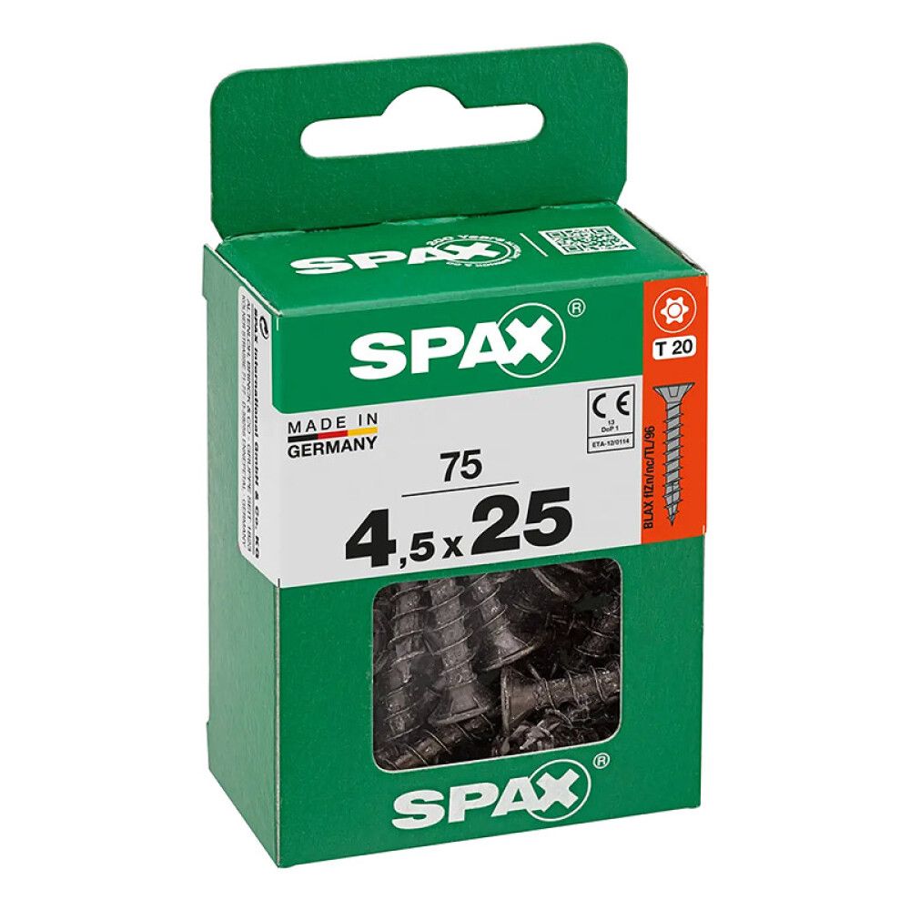 Yleisruuvi Spax musta 4,5 x 25 mm 75 kpl