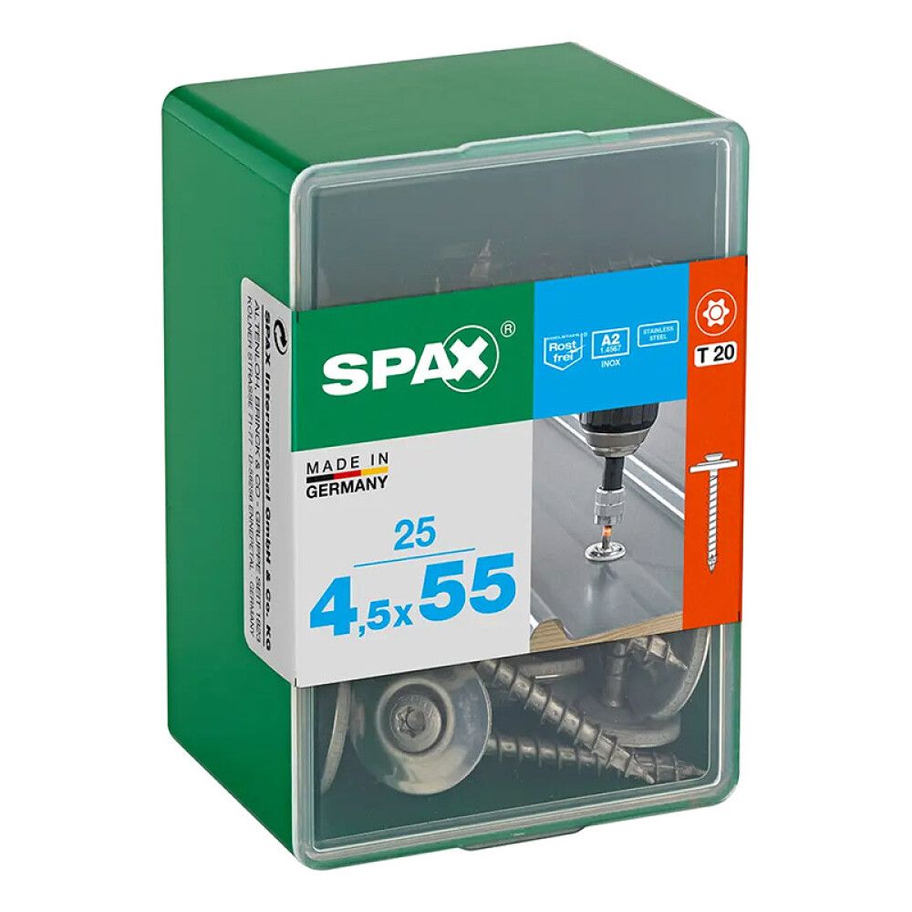 Tiivisteruuvi aluslevyllä Spax TRX RST A2 4,5x55 mm 25KPL