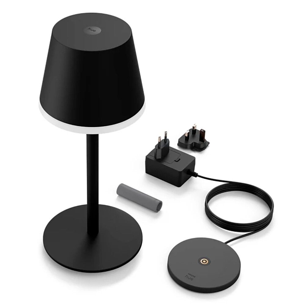 LED-ulkopöytävalaisin Philips Hue Go musta Ø 14,2 x 35 cm