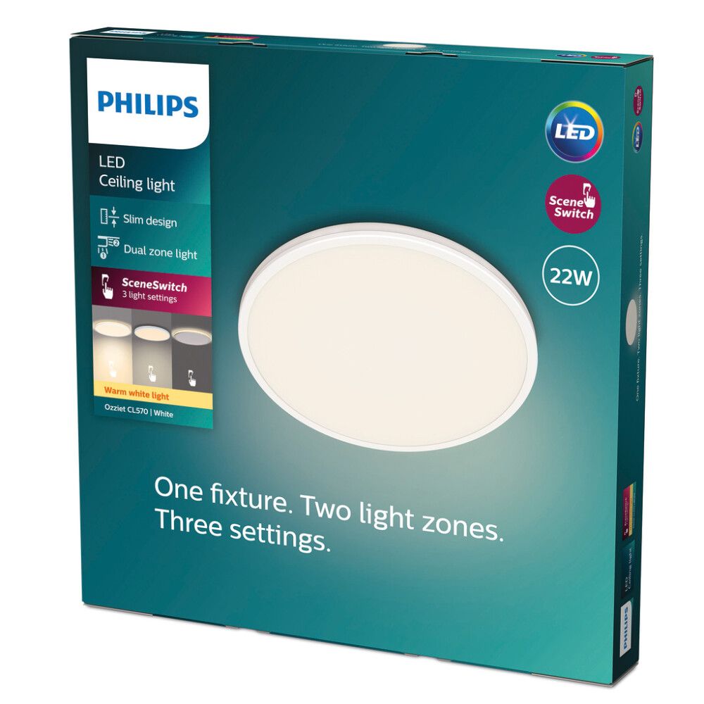 Plafondi Philips Ozziet Ø 40 cm, 36 W, 2700 K, 2300 lm